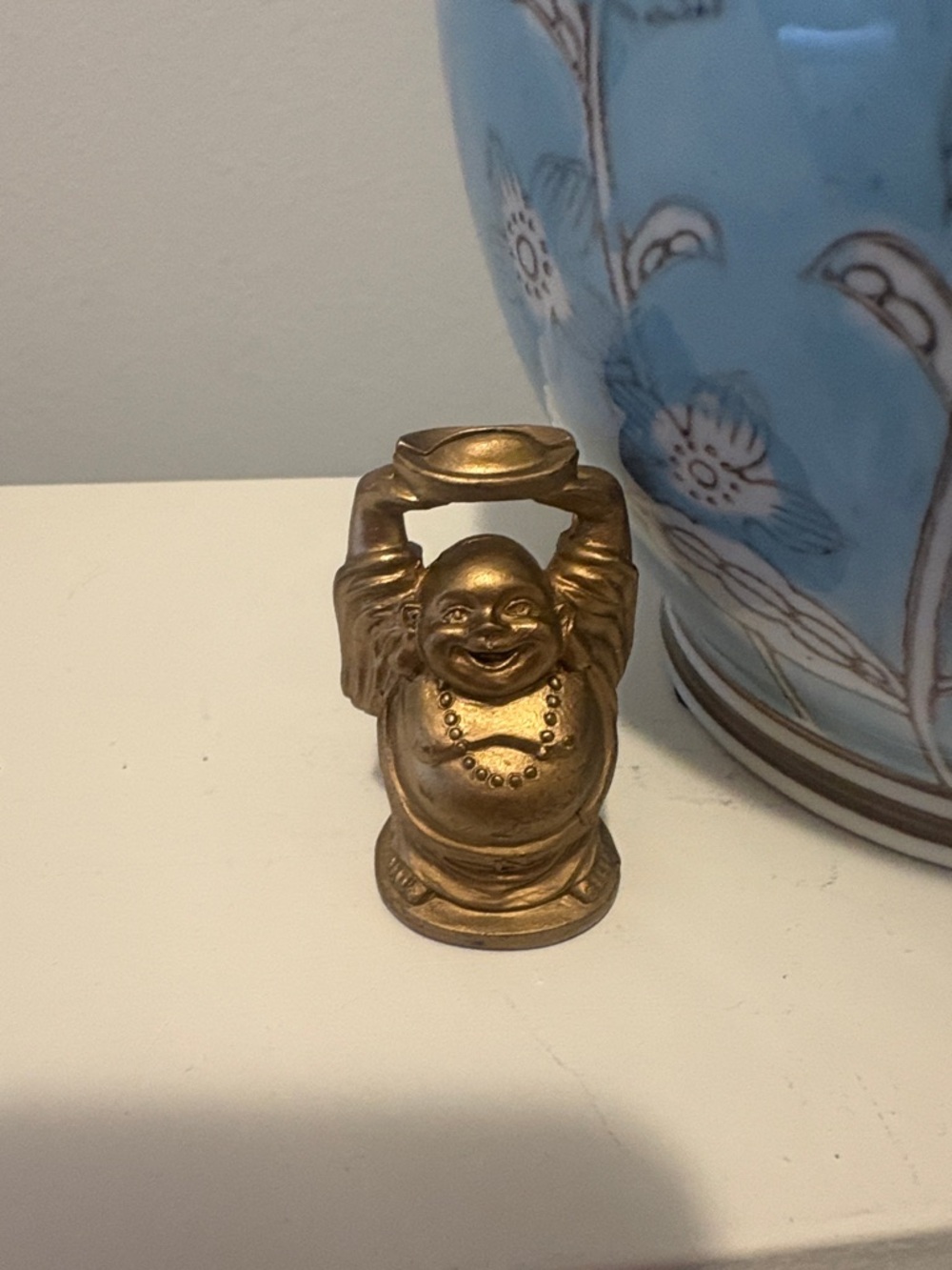 Set! 12 Whole set Brass colour Laughing Buddha Figurine place card holder